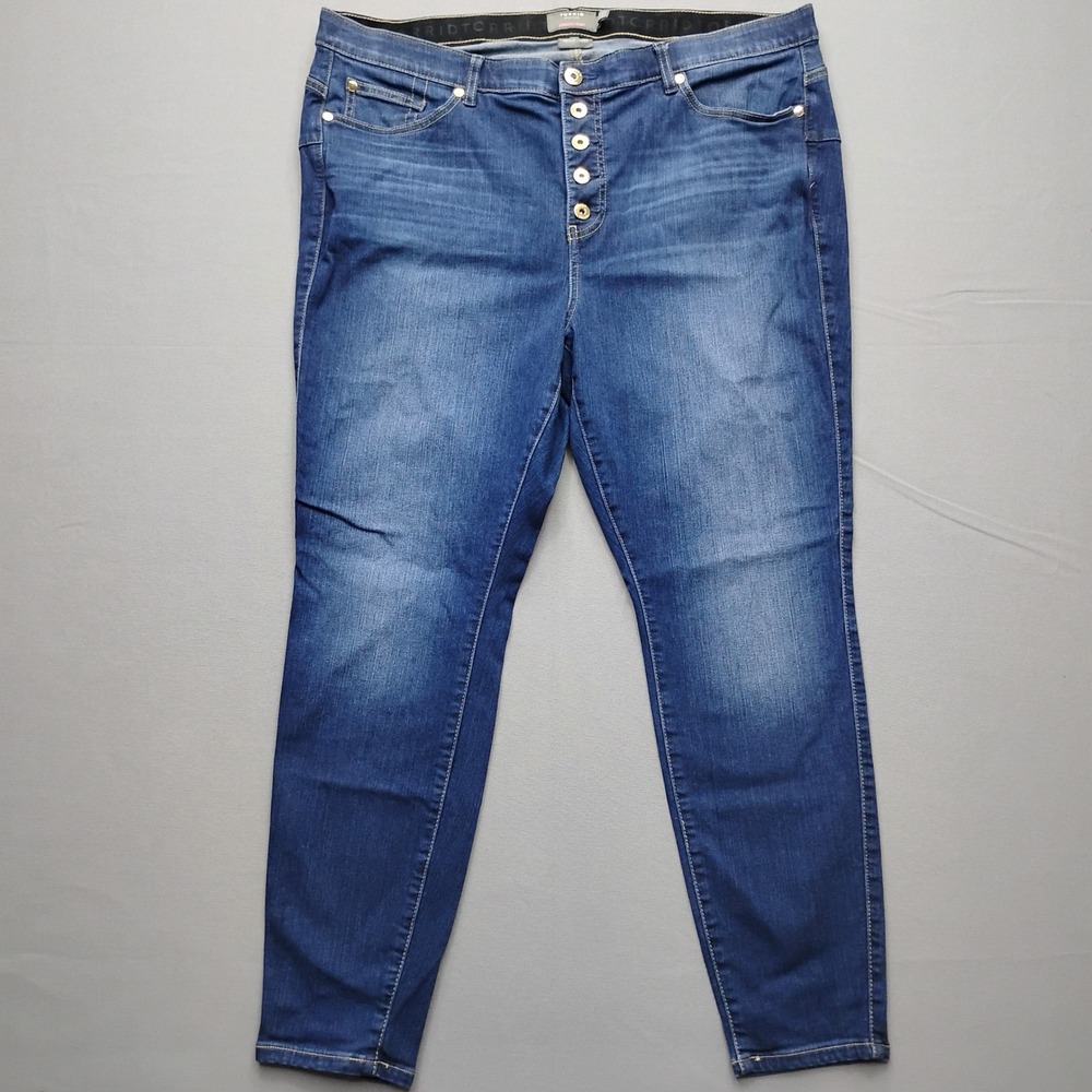 Torrid Bombshell Skinny Jeans Womens 22R Blue Premium Stretch Button Fly Denim
